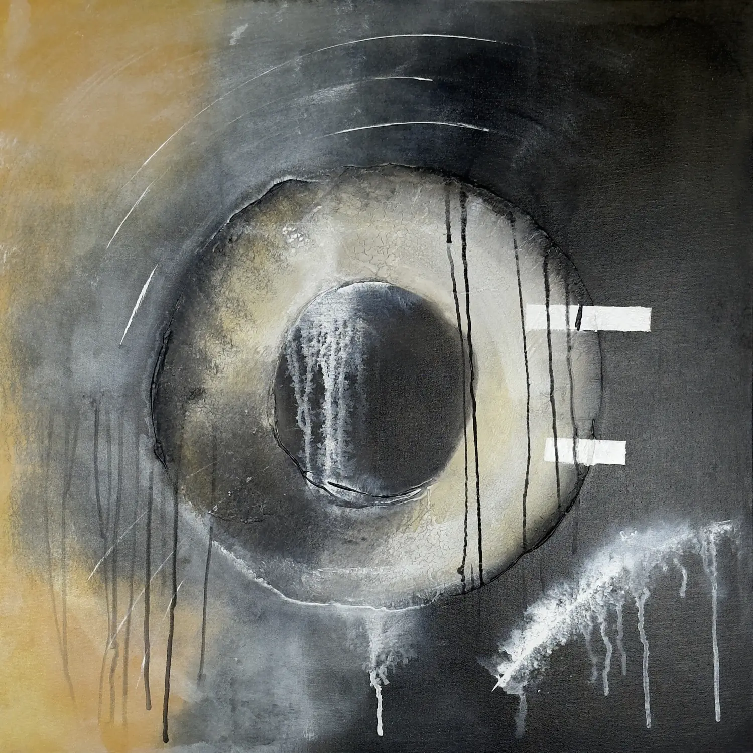 Jenseits der Grenzen – Arbeit aus der Serie „Grenzzeit“ von Flu, 2024, Format 80 × 60 cm.