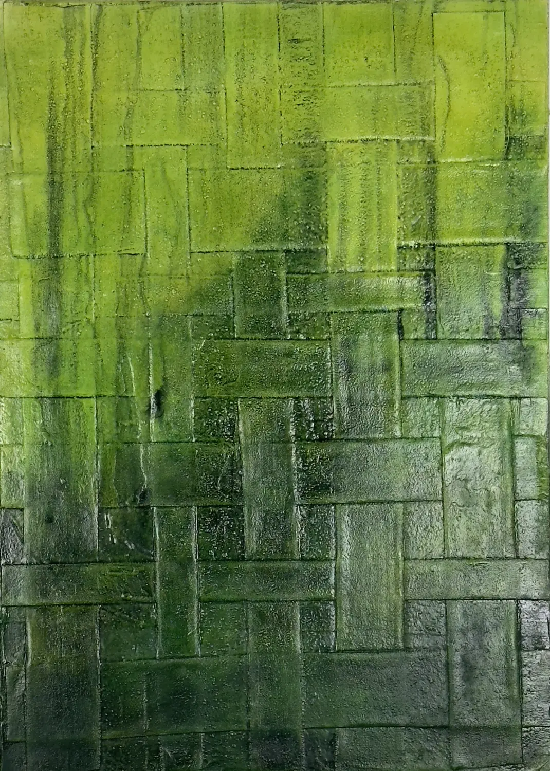 Netz des Lebens – Werk aus der Serie „Grünzeug“ von Flu, entstanden 2024, Format 70 cm × 50 cm. Von Flu.