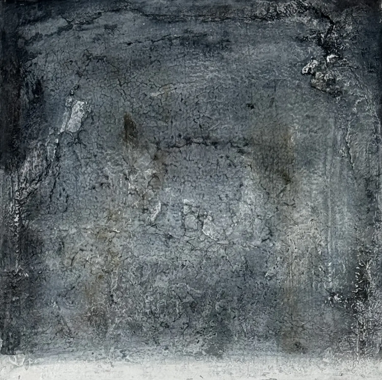 Nebelräume II – Risse im Grau, 2021, 80 x 80 cm – Serie von Flu