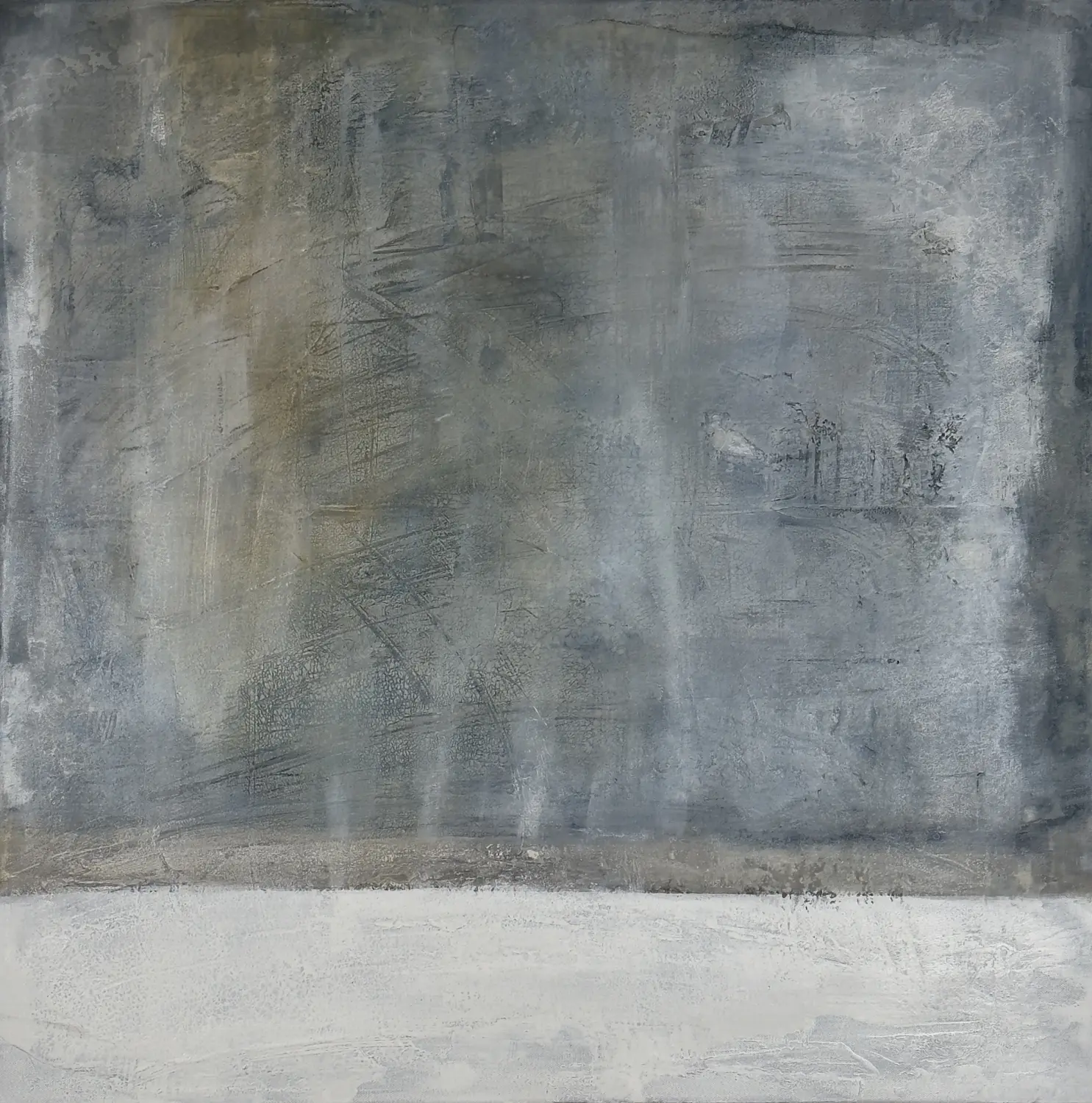Nebelräume IV – Weggeblasener Raum, 2021, 80 x 80 cm – Serie von Flu