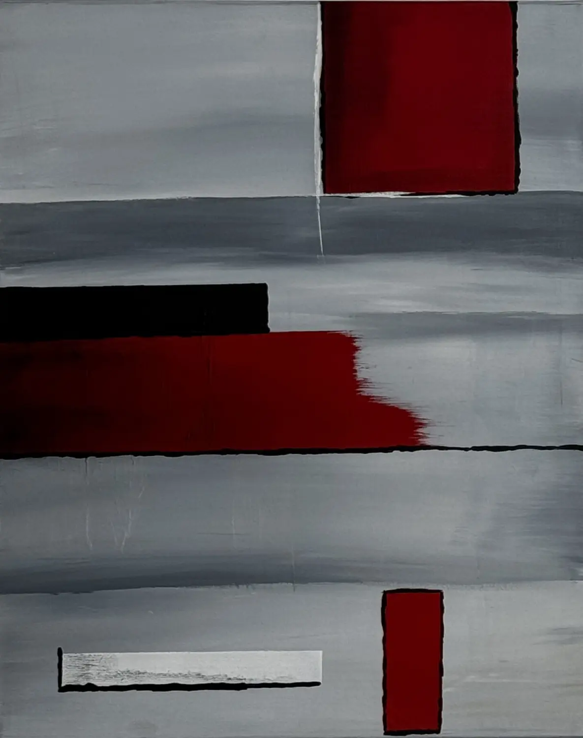 Break in the Red – Arbeit aus der Serie „Geometrien der Stille“ von Flu, entstanden 2022, Format 50 cm × 40 cm. von Flu