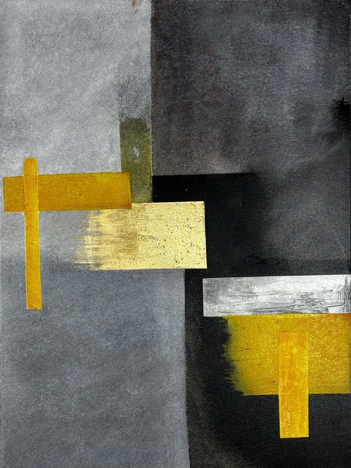 Interface Gold – Arbeit aus der Serie „Geometries of Silence“ von Flu, entstanden 2020, Format 70 cm × 50 cm.