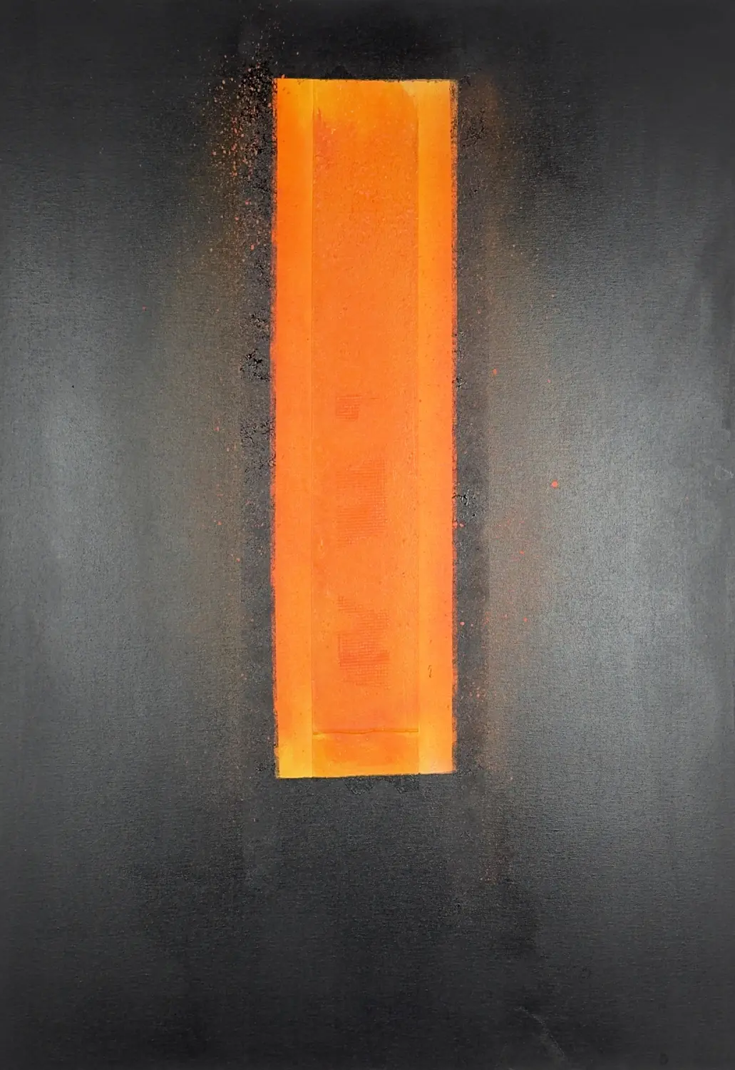 Feuerschacht – Werk aus der Serie „Was bleibt“, entstanden 2025, Format 100 cm × 70 cm. Von Flu.