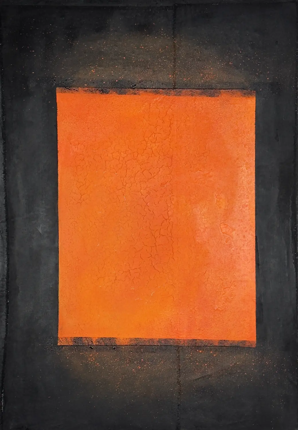 Härte im Feuer – Werk aus der Serie „Was bleibt“, entstanden 2025, Format 100 cm × 70 cm. Von Flu.