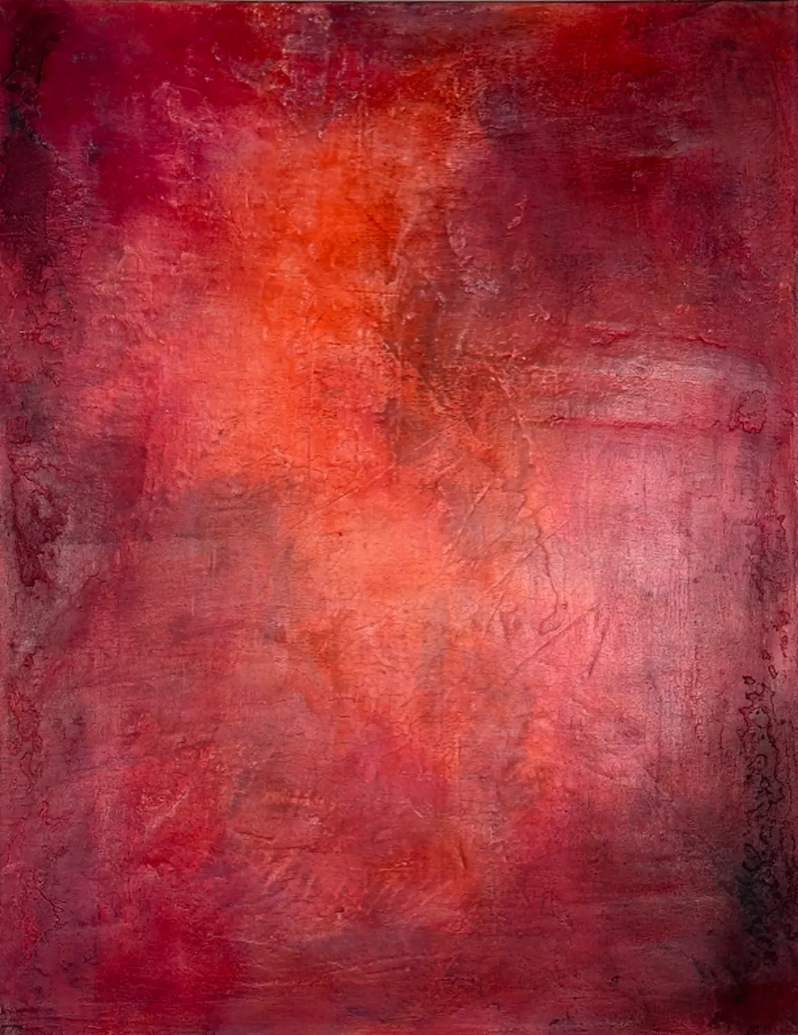 Rot in Ruhe – Einzelwerk von Flu, entstanden 2024, Format 60 cm × 60 cm.