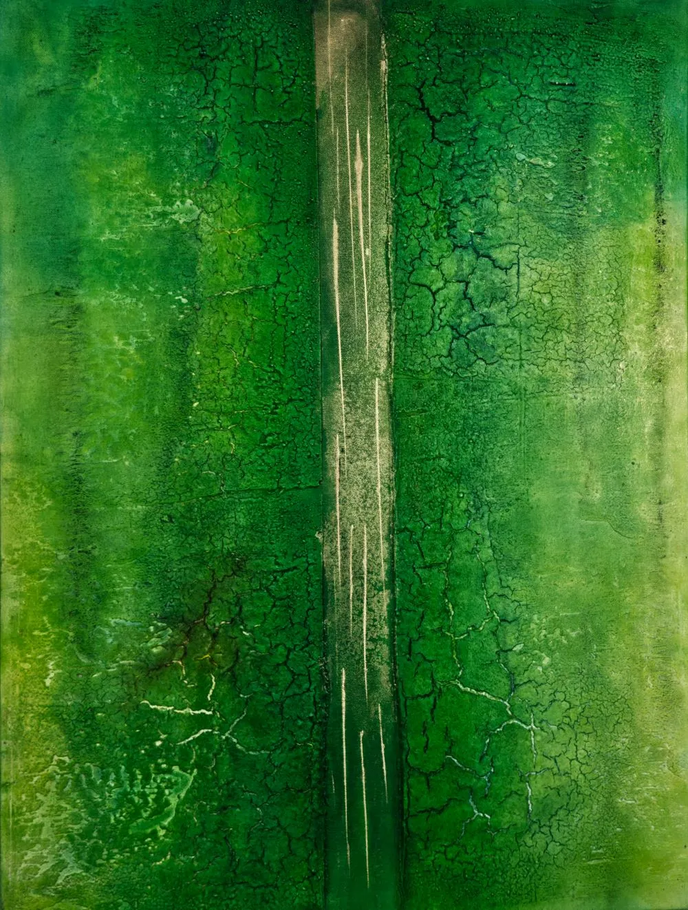 Ruhebereich – Werk aus der Serie „Grünzeug“ von Flu, 2022, Format 100 cm × 100 cm. Von Flu.
