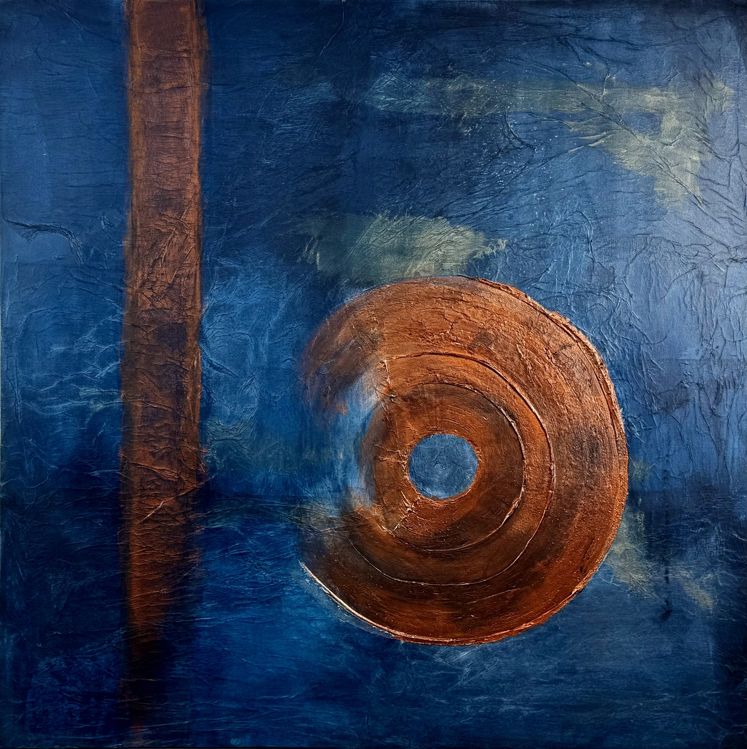 Resonanzkern – Arbeit aus der Serie „Grenzzeit“ von Flu, 2024, Format 60 × 60 cm.